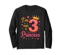Costume da Festa con Scritta I'm 3 And a Princess Birthday Girl Maglia a Manica