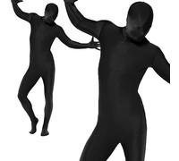 Costume Da Festa In Lycra Nera A Pieno Corpo Seconda Pelle Uomo M-XL