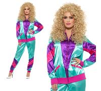 Costume Da Festa In Tuta Shell Anni '80 Per Adulti Donne Taglia UK 8-18
