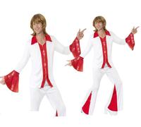 Costume Da Festa Per Adulti Super Trooper Disco Flares Anni '70 Nuovo