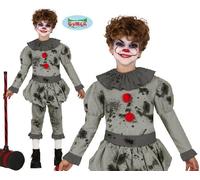 Costume Da Festa Per Bambini Halloween Ragazzi Pagliaccio Killer Grigio