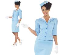 Costume Da Festa Per Hostess Blu Per Donne Adulte UK 8-18