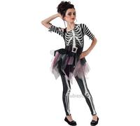 Costume Da Festa Per Ragazze Ballerina Scheletro Di Halloween Che Brilla Al Buio
