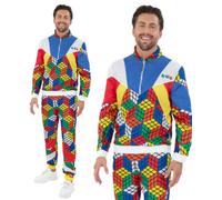 Costume Da Festa Retro Anni '80 Per Adulti Rubiks Cube Tuta Uomo Donna