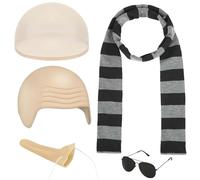 Costume da film per la Giornata Mondiale del Libro, per bambini e adulti, cappello calvo e sciarpa a righe, naso lungo e occhiali da sole, libro delle fiabe, costume famoso da uomo, taglia unica