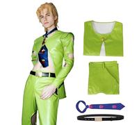 Costume da fugo pannacotta, per cosplay, Jotaro Kujo, compagno di classe, verde, con ritaglio e cravatta, per feste di Halloween e carnevale (verde, XL)