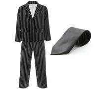 Costume da gangster per adulti, con giacca nera a righe + pantaloni + cravatta nera, costume da gangster anni '20 (M)