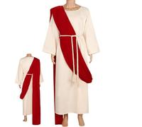 Costume da Gesù da uomo, set di costumi da Gesù da uomo | Vesti di Gesù per uomo | Veste complessiva di Gesù, veste bianca del costume di Gesù, tessuto traspirante e delicato sulla pelle per la festa