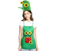 Costume da giardiniere con grembiule e cappello da giardiniere, costume di carnevale da giardiniere per donne e uomini, divertente costume di carnevale per donne e uomini, festa a tema (Set 1)