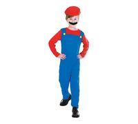 Costume Da Gioco Per Bambini Mario Idraulico Anni '80 Per Ragazzi Età 7-12