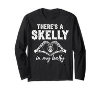 Costume da Gravidanza con Scritta There's a Skelly in My Belly Funny Spooky Maglia a Manica
