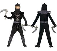 Costume da guerriero ninja nero scuro per bambini di 5-6 anni