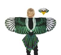 Costume da gufo per bambini, 70 g, ali colorate con faccia, cinghie regolabili e morbido tessuto in chiffon, per vestire, Halloween, giochi di ruolo, carnevale, cosplay, divertimento per bambini dai 3