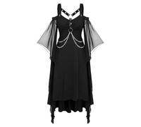 Costume da halloween da donna gotico abito medievale vita legata costume da strega vampiro rinascimentale maniche a tromba corsetto adulto carnevale barocco nero plus size