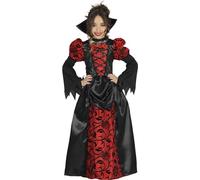 FIESTAS GUIRCA | Costume Vampiressa Bambina (7-9 Anni) - Vestito e Colletto - Costumi da Vampiro per Halloween, Carnevale e Feste in Maschera - Ideale per Bambine - Nero e Rosso