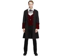 SMIFFYS Costume Fever da uomo vampiro gotico, con mantello, finto panciotto e cr