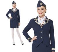 Costume Da Hostess Con Cappello Per Equipaggio Aereo Fantasia Regno Unito 8-18