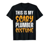 Costume da Idraulico Divertente per Halloween con Scritta This Is My Scary Plumber Maglietta