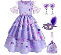 Costume da Isabela di Encanto Bambine Vestito Isabella costume per Cosplay, da principessa, per Halloween, Natale, festa di carnevale, con accessori