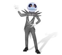 Costume da Jack Skellington Nightmare Before Christmas, per bambini, per Halloween, cosplay, con guanti, 3-12 anni, Nero-1, 4-5 Years