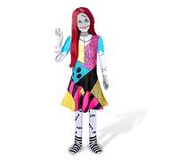 Costume da Jack Skellington Nightmare Before Christmas, per bambini, per Halloween, cosplay, con guanti, 3-12 anni, Rosso-1, 9-10 Anni