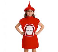 Costume da ketchup per bambini - Costume da cibo traspirante | Divertente costume di Halloween | Simpatico abito da festa per bambini di 4-12 anni di spettacolo di danza cosplay abbigliamento da