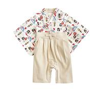 Costume da kimono giapponese a maniche lunghe neonato ragazzo primavera-estate tuta in stile giapponese tuta in pile bambini, beige., 12-18 Mesi
