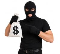 Costume da ladro con passamontagna, guanti e sacchetto per denaro | Costume da ladri e ladri da banca per giochi di ruolo, set completo di accessori adatto per Halloween, carnevale