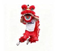 Costume da Leone Con Danza Del Drago, Drago Cinese, Testa di Leone Del Sud, Risveglio Del Drago, Danza Popolare, Accessori Per Spettacoli All'aperto(Red,M)