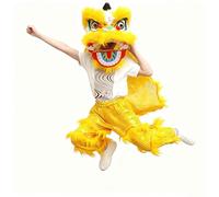 Costume da Leone Con Danza Del Drago, Drago Cinese, Testa di Leone Del Sud, Risveglio Del Drago, Danza Popolare, Accessori Per Spettacoli All'aperto(Yellow,L)