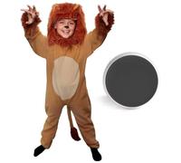 Costume da leone per bambini, taglia XL, colore: marrone, con coda attaccata, cappuccio separato e pittura per il viso nera, vestito perfetto per la Giornata mondiale del libro e Halloween