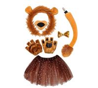 Costume da leone Set-King of the Jungle Costume, Majestic Lion Tengit | Costume da leone di Halloween per adulti e cosplay della fauna selvatica, costume da leone peloso con criniera e coda, rivestito