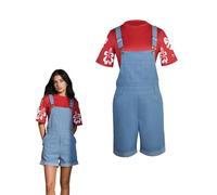 Costume da Lilo per ragazze, 2 pezzi, maglietta di Lilo e tuta in denim, pantaloncini da personaggio del film, maglietta tropicale hawaiana e pantaloncini tuta per bambini