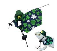 Costume da lucertola - St Patrik's Day Green Clover con motivo cloak - Vestiti per animali di piccola taglia criceto leopardo gite walking - Costume elegante lucertola e cappelli per animali