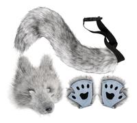 Costume da lupo, per cosplay, con zampa finta, guanti e code da donna | Set di accessori per travestimento da lupo per Halloween, carnevale, feste in maschera, giochi di ruolo, spettacoli teatrali