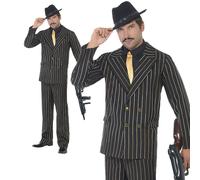 Costume Da Mafia Per Adulti Nero Oro A Righe Per Uomo Anni '20