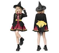 Costume da mago, 4 pezzi, costume da mago, con vestito Lolita, cappello da strega, cravatta e cintura, costume da carnevale per ragazze e donne, abito Lolita per Halloween Carnevale Cosplay (donna, L)