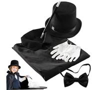 Costume da mago per bambini Fai finta di giocare a un gioco di ruolo Il set da mago include cappello, guanti, bacchetta magica, cravatta e mantello Costumi da vestire per bambini per Halloween, feste