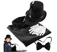 Costume da mago per bambini Fai finta di giocare a un gioco di ruolo Il set da mago include cappello, guanti, bacchetta magica, cravatta e mantello Costumi da vestire per bambini per Halloween, feste