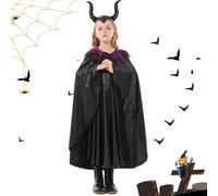 Costume da Malefica per ragazze - Costume da regina cattiva per ragazze | da malvagia, vestito da cosplay per bambini con mantello di corno per la festa di Halloween