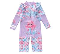 Costume da Mare Bambina, Costume da Bagno Intero con Volant e Sole per Bambine Principesse 3-14 Anni