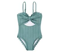 Costume da Mare Bambina, Costume da Bagno Intero per Ragazze con Decorazione a Pizzo e Reggiseno Incorporato Morbido Modellante a Vita Alta