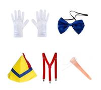 Costume da marionetta per adulti con personaggi del libro di storie con naso lungo reggicalze cravatta guanti accessori set per Halloween Halloween Cosplay Party