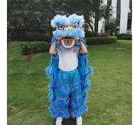 Costume da Mascotte Con Danza Del Leone Singolo Con e Pantaloni Per Altezza 80 Cm-185 Cm, Costume da Festa, Può Sbattere Le Palpebre, È Vivido ed Espressivo(Blue,Medium size)