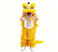 Costume da Mascotte Della Danza Del Leone, Drago Tradizionale Cinese e Danza Del Leone per Feste di Carnevale Alte 31-73 Pollici, Può Lampeggiare(Yellow,Large size)