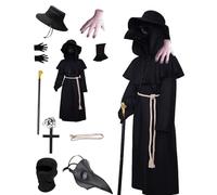 Costume da medico della peste 9 in 1, per bambini e bambine, per Halloween e divertimento spettrale (XL-150)