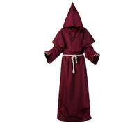 Costume da Monaco, Monaco Sacerdote Accappatoio Frate Medieval Rinascimentale, Cosplay Costume Robe Adulto Mantello, Abito da Mago Costume da Prete con Collana a Croce per Halloween Carnevale