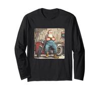 Costume da Motociclista per Nonno, Babbo Natale e Moto Maglia a Manica