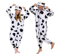 Costume da mucca in peluche, unisex, per adulti - Nero - X-Small