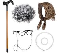 Costume da nonna, per bambini, 100 giorni, per la scuola, costume da nonna, per giochi di ruolo, realistici, da vecchia signora
